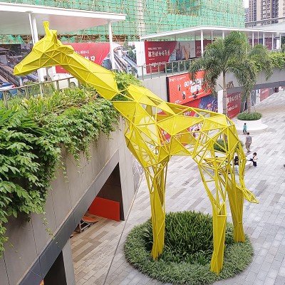 不锈钢长颈鹿雕塑大型户外动物异形景观摆件
