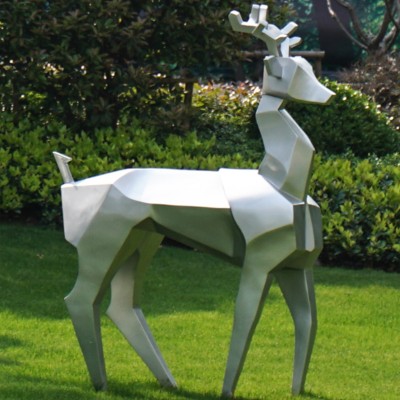 小区公园不锈钢切面鹿雕塑动物造型摆件