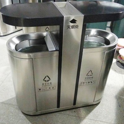 不锈钢双分类垃圾桶户外酒店果皮箱