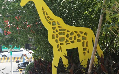 不锈钢动物剪影雕塑,园林景观创意装饰摆件!