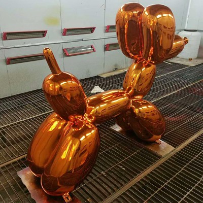 不锈钢气球狗雕塑金属动物摆件