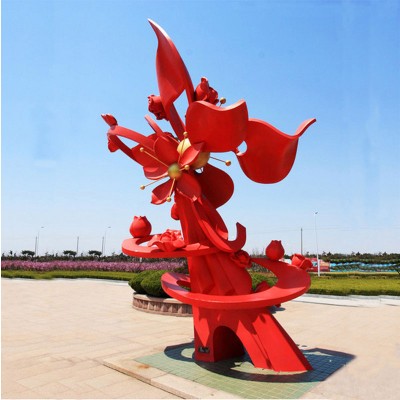 红色主题不锈钢雕塑异形景观党建摆件