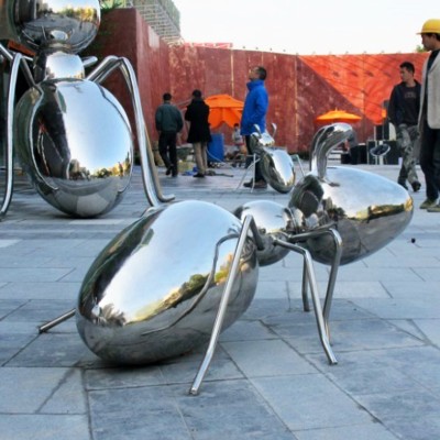 不锈钢蚂蚁雕塑动物造型景观摆件