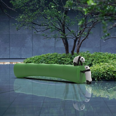 玻璃钢竹子熊猫雕塑坐凳景观广场艺术座椅