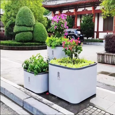 不锈钢方形景观花箱户外市政花盆