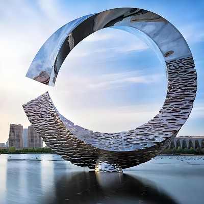不锈钢异形景观雕塑水景创意艺术大型摆件