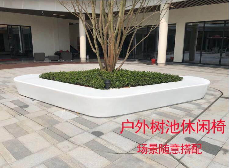 玻璃钢大号树池坐椅白色三角形花坛坐凳 玻璃钢大号树池坐椅白色三角形花坛坐凳