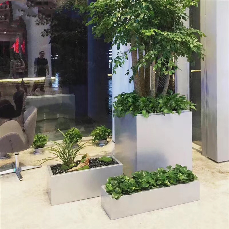 不锈钢组合特大花箱落地别墅门口卧式绿植花盆 不锈钢组合特大花箱落地别墅门口卧式绿植花盆