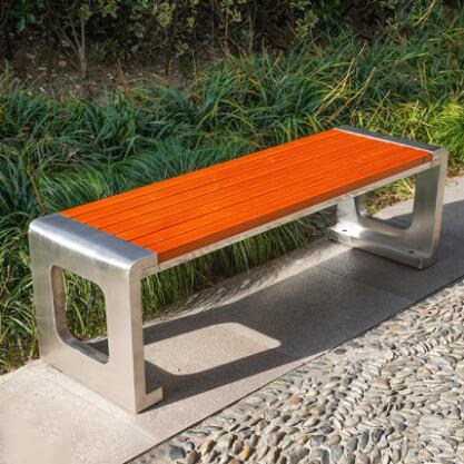 不锈钢长条坐凳公园防腐木景观座椅