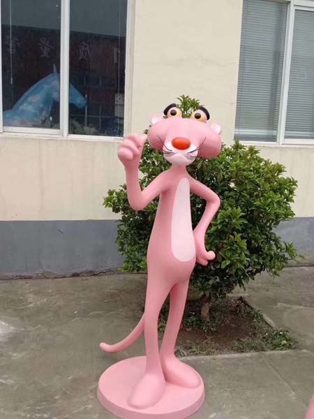 卡通潮流玩偶粉红豹摆件玻璃钢雕塑商场门口步行街网红打卡地美陈