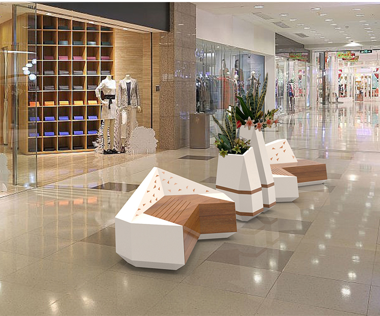 玻璃钢创意商场座椅切面花盆座椅组合坐凳休息区椅子