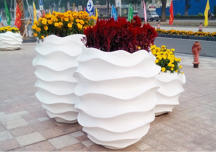 玻璃钢花盆波浪花器商场花瓶商业广场美陈户外花箱景观花瓶 玻璃钢花盆波浪花器商场花瓶商业广场美陈户外花箱景观花瓶