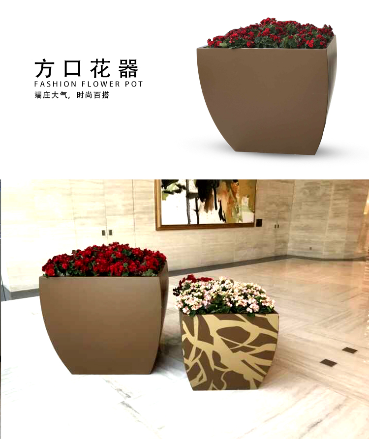 玻璃钢方口花盆 商场酒店楼盘办公室摆件 玻璃钢方口花盆 商场酒店楼盘办公室摆件