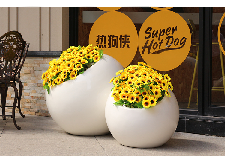 户外半圆玻璃钢花盆组合定制创意商场酒店落地大花钵 户外半圆玻璃钢花盆组合定制创意商场酒店落地大花钵