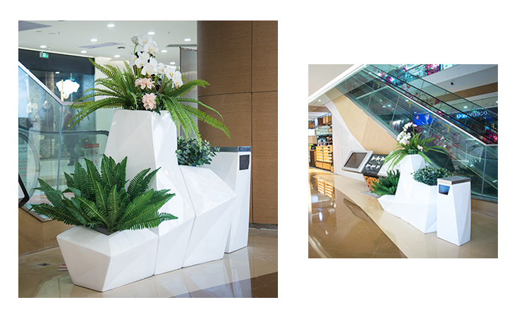 玻璃钢花盆商场菱形花瓶酒店售楼处组合花器