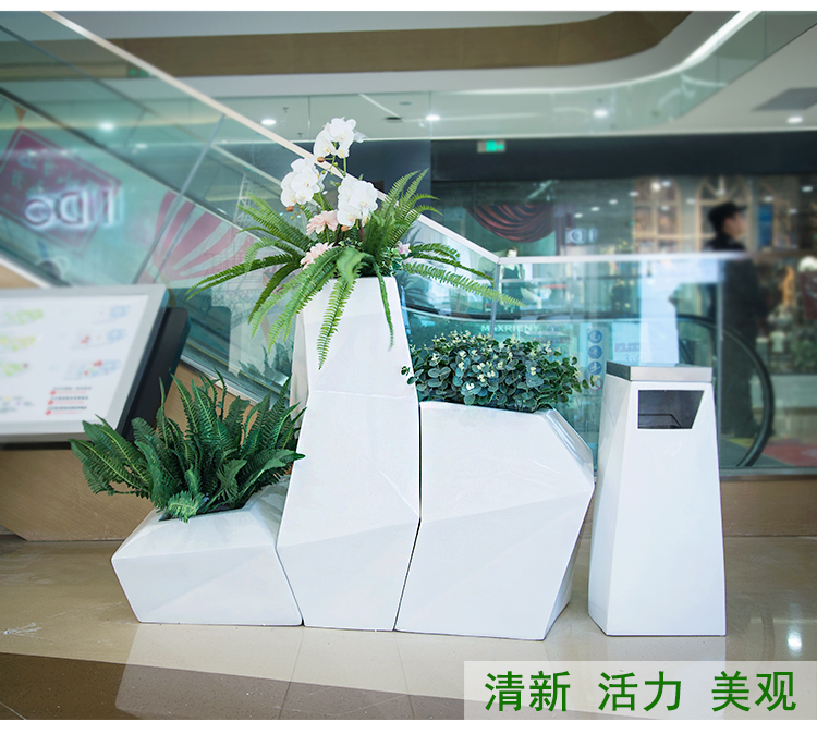 玻璃钢花盆商场菱形花瓶酒店售楼处组合花器 玻璃钢花盆商场菱形花瓶酒店售楼处组合花器