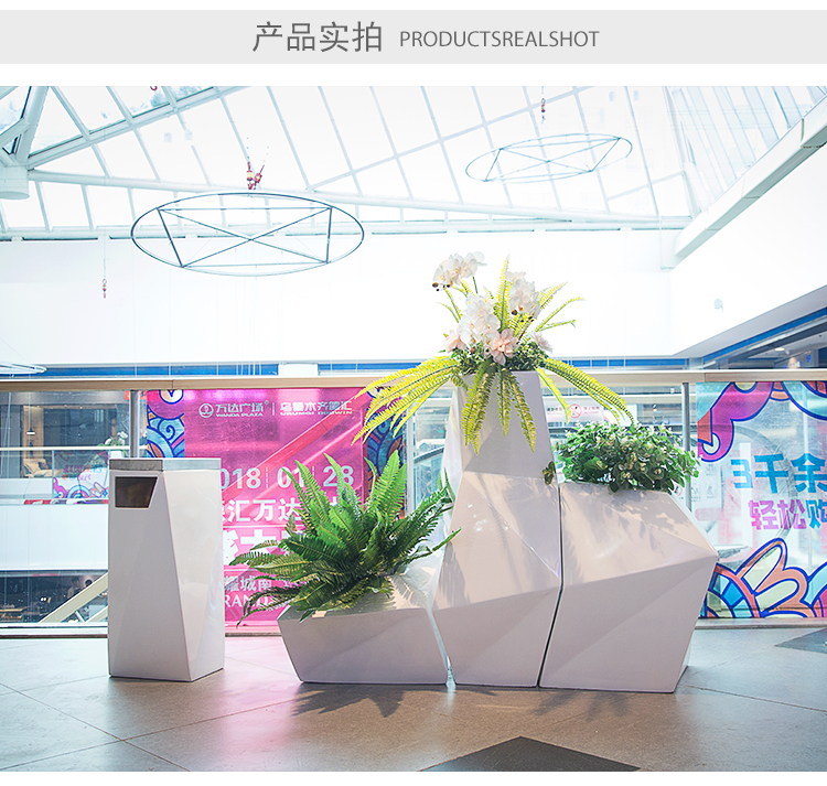 玻璃钢花盆商场菱形花瓶酒店售楼处组合花器 玻璃钢花盆商场菱形花瓶酒店售楼处组合花器