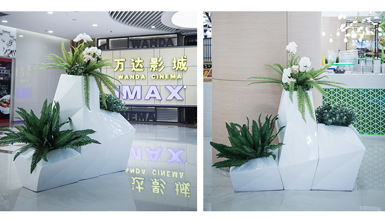 玻璃钢花盆商场菱形花瓶酒店售楼处组合花器 玻璃钢花盆商场菱形花瓶酒店售楼处组合花器