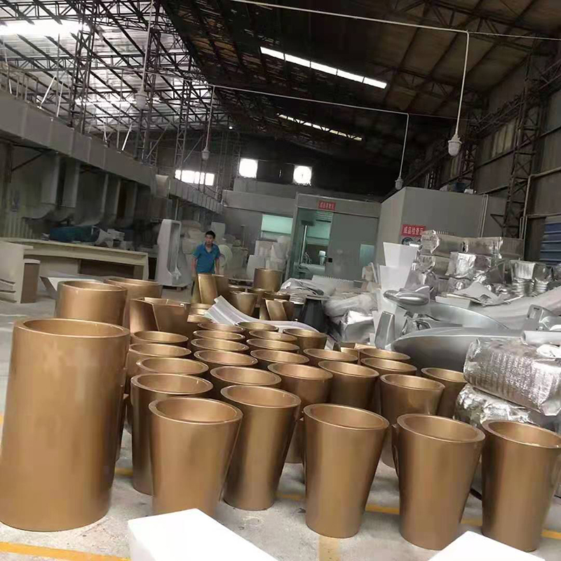 香槟金色落地大花盆售楼处商场酒店玻璃钢插花器 香槟金色落地大花盆售楼处商场酒店玻璃钢插花器