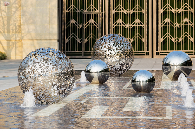 不锈钢镂空球雕塑售楼处广场水景摆件