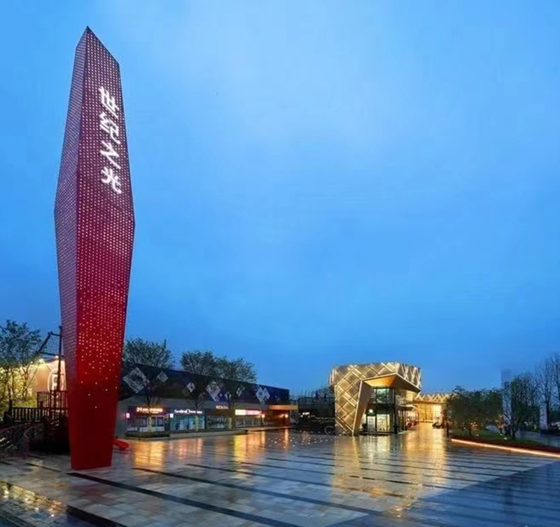 大型广场解放碑科技感精神堡垒异形创意不锈钢标识牌 大型广场解放碑科技感精神堡垒异形创意不锈钢标识牌