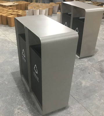 不锈钢双分类户外景区小镇垃圾桶 不锈钢双分类户外景区小镇垃圾桶