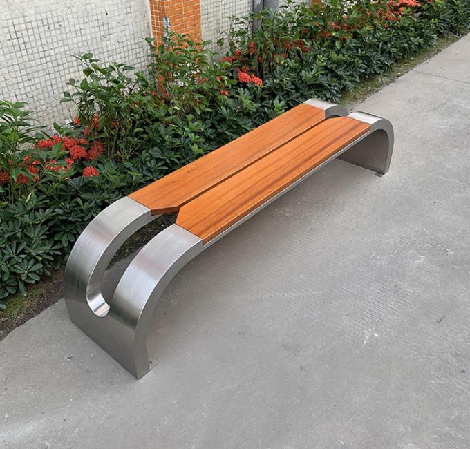 不锈钢防腐木坐凳户外公园座椅