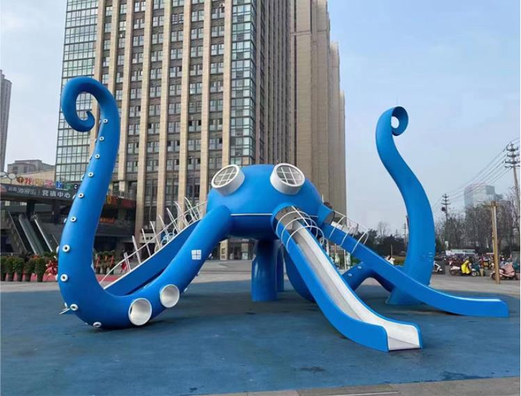 不锈钢章鱼造型滑梯异形儿童游乐滑梯