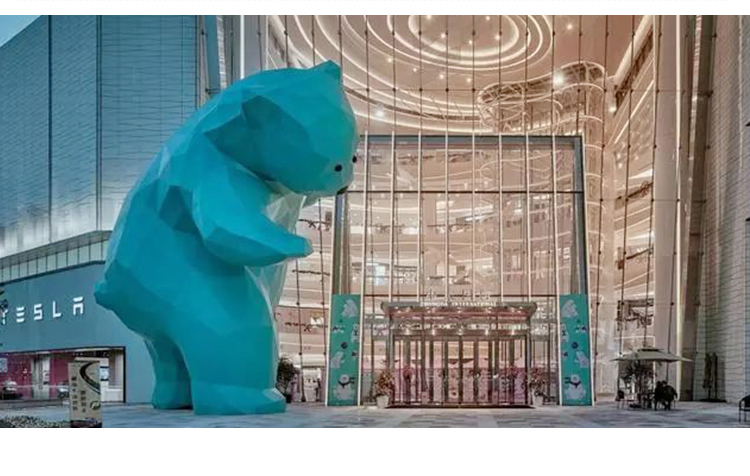 不锈钢大型熊雕塑抽象北极熊景观摆件
