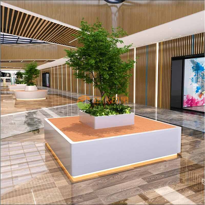不锈钢花箱坐凳防腐木方圆形树池座椅 不锈钢花箱坐凳防腐木方圆形树池座椅