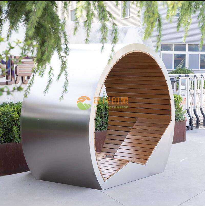 不锈钢异形景观坐凳防腐木面异形座椅 不锈钢异形景观坐凳防腐木面异形座椅