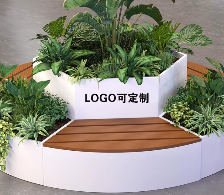 不锈钢防腐木异形树池坐凳花坛艺术座椅 不锈钢防腐木异形树池坐凳花坛艺术座椅