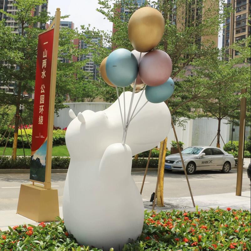 玻璃钢河马雕塑公园广场小区动物艺术摆件 玻璃钢河马雕塑公园广场小区动物艺术摆件