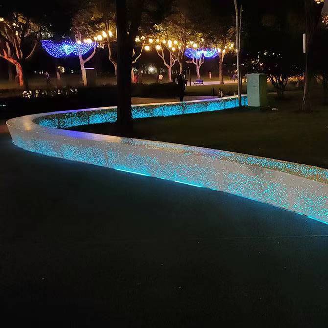 GRC发光长条坐凳水泥混凝土泰科石景观花坛凳 GRC发光长条坐凳水泥混凝土泰科石景观花坛凳