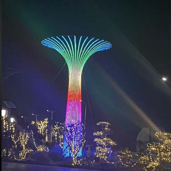 不锈钢网红发光树艺术景观打卡美陈装置 不锈钢网红发光树艺术景观打卡美陈装置