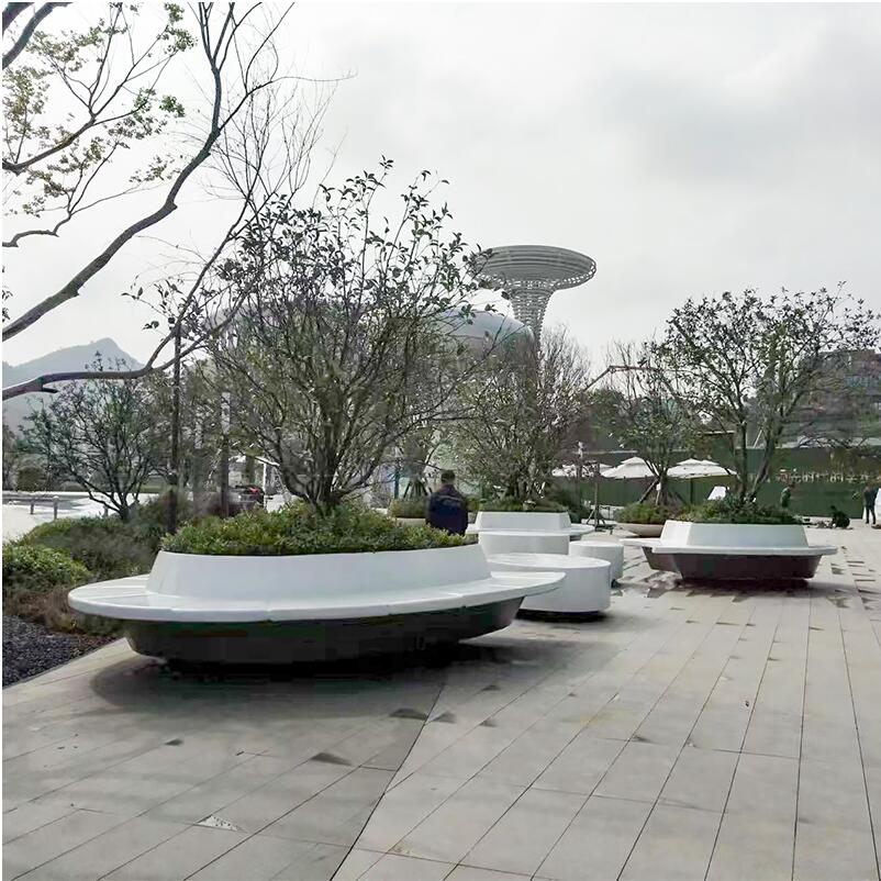 GRC圆形树池花坛坐凳艺术景观花坛 GRC圆形树池花坛坐凳艺术景观花坛