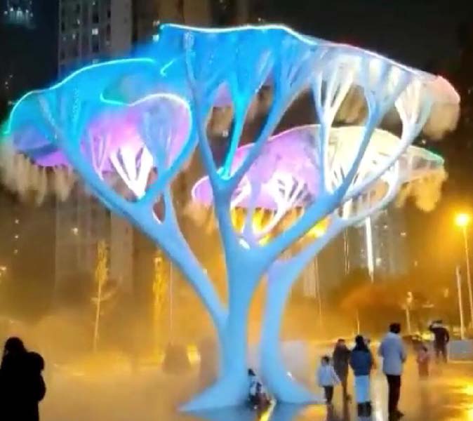 网红打卡发光喷雾树雕塑艺术广场美陈装置 网红打卡发光喷雾树雕塑艺术广场美陈装置