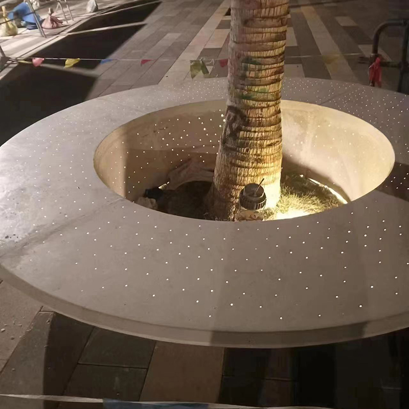 圆形GRC发光树池户外景观艺术花坛坐凳 圆形GRC发光树池户外景观艺术花坛坐凳