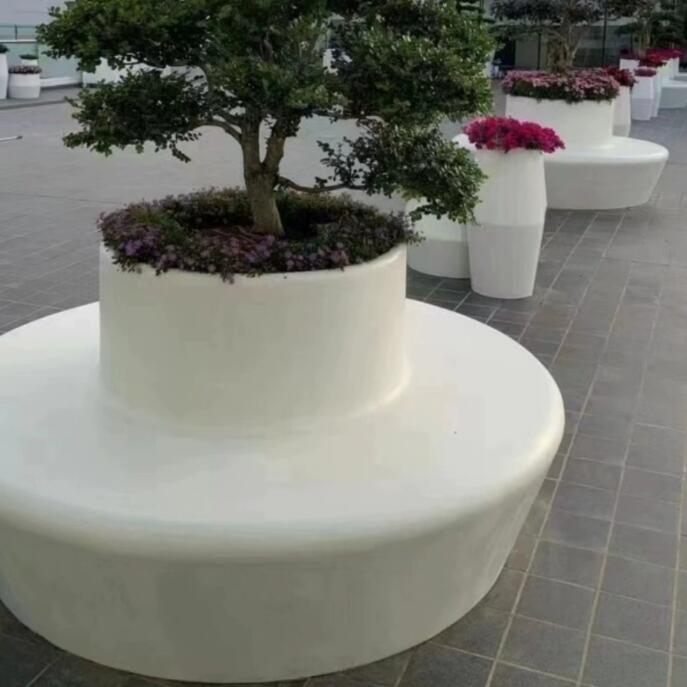 grc异形树池坐凳圆形花坛户外种植池座椅