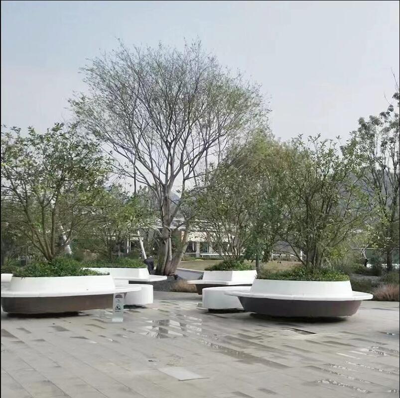 GRC圆形树池花坛坐凳艺术景观花坛 GRC圆形树池花坛坐凳艺术景观花坛
