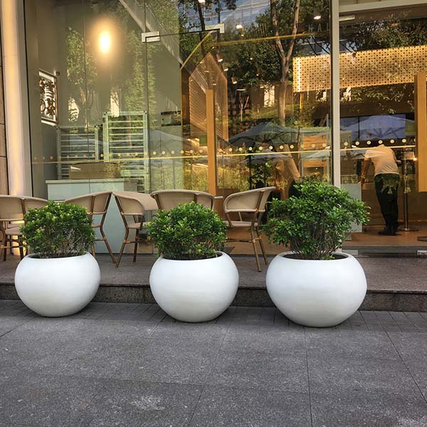 玻璃钢圆形景观花盆艺术街区广场种植箱
