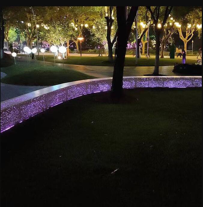 GRC发光长条坐凳水泥混凝土泰科石景观花坛凳 GRC发光长条坐凳水泥混凝土泰科石景观花坛凳