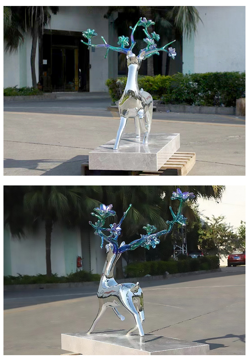 不锈钢景观鹿雕塑园林广场景观小品摆件 不锈钢景观鹿雕塑园林广场景观小品摆件