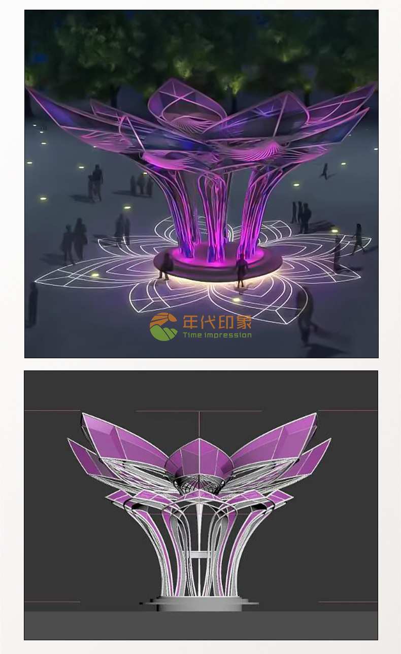 不锈钢网红景观雕塑异形广场廊架 不锈钢网红景观雕塑异形广场廊架