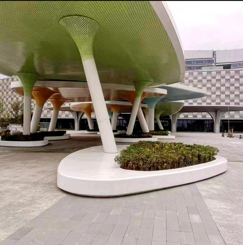 GRC混凝土透光树池坐凳泰科石水泥花坛 GRC混凝土透光树池坐凳泰科石水泥花坛