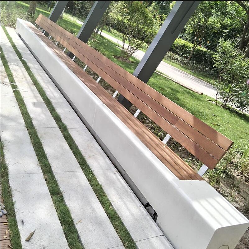 GRC靠背防腐木坐凳水泥混凝土泰科石座椅 GRC靠背防腐木坐凳水泥混凝土泰科石座椅