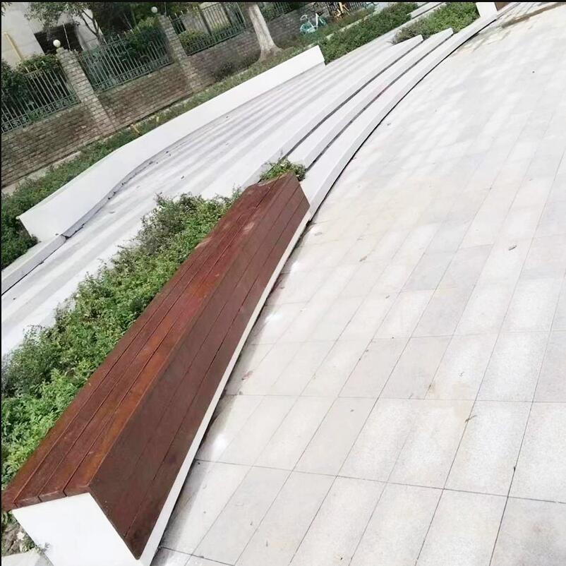 GRC靠背防腐木坐凳水泥混凝土泰科石座椅 GRC靠背防腐木坐凳水泥混凝土泰科石座椅