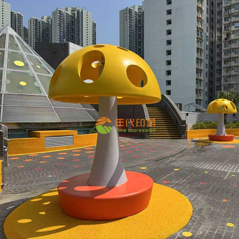 玻璃钢蘑菇坐凳艺术造型景观不锈钢雕塑摆件 玻璃钢蘑菇坐凳艺术造型景观不锈钢雕塑摆件