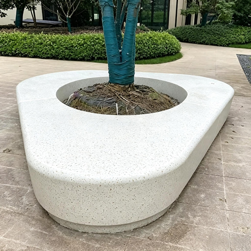 水磨石树池坐凳三角形预制混凝土座椅 水磨石树池坐凳三角形预制混凝土座椅