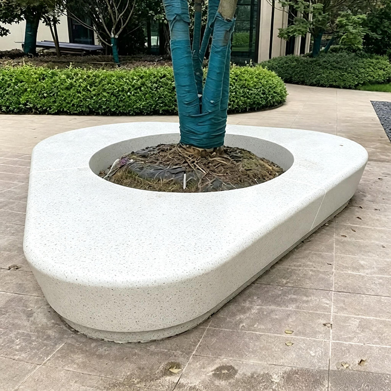 水磨石树池坐凳三角形预制混凝土座椅 水磨石树池坐凳三角形预制混凝土座椅